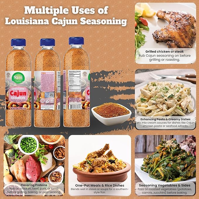 Rani Louisiana Cajun Seasoning (Special Blend for Gumbo, Jambalaya Crawfish, Shrimp) 20oz (1.25lbs) 567g PET Jar ~ All Natural | Gluten Friendly | NON-GMO | Kosher | Vegan | Product of USA