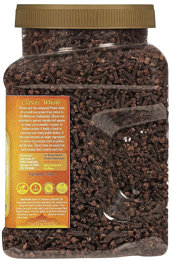 Rani Cloves Whole (Laung) 28oz (800g) Great for Food, Tea, Pomander Balls and Potpourri, Hand Selected, Spice, Bulk PET Jar ~ All Natural | NON-GMO | Kosher | Vegan | Gluten Friendly | Indian Origin