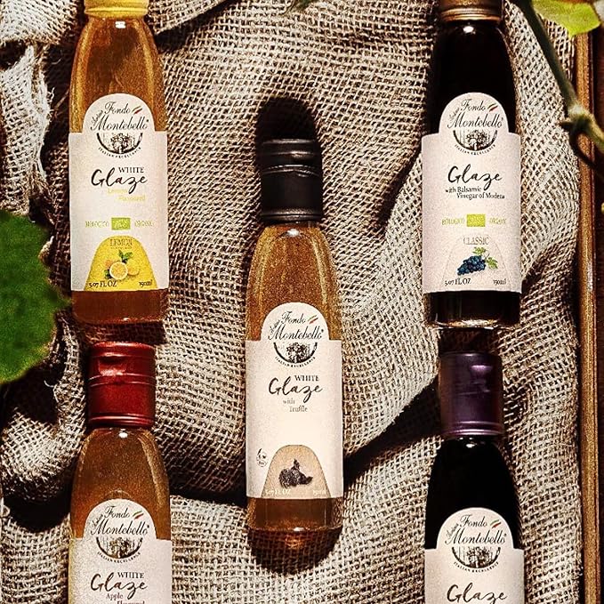 Truffle Balsamic Vinegar Glaze 5.07 fl.oz. (150ml) - FONDO MONTEBELLO, Truffle Flavored White Glaze with Balsamic Vinegar of Modena, Imported from Italy
