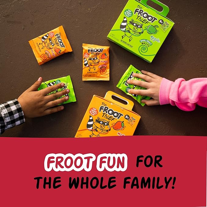 The FROOT Thief Real Fruit Snack Whips, Strawberry, Nut Free, Perfect for School Lunches and Snacks, Individual Bags Kids Snacks, 24 Pack