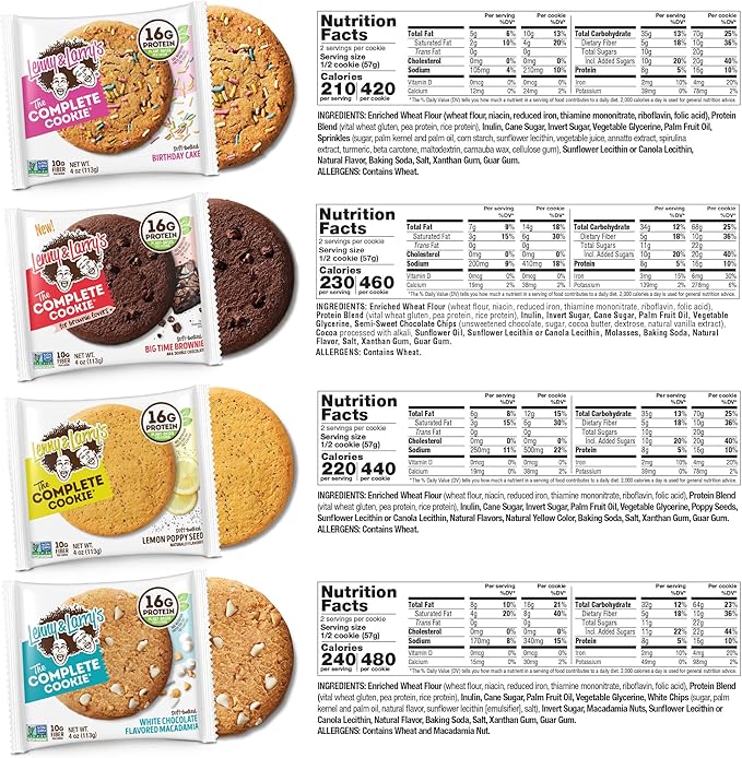 Lenny & Larry's The Complete Cookie, 8 Flavor Variety Pack, Soft Baked, 16g Plant Protein, Vegan, Non-GMO, 4 Ounce Cookie (Pack of 16)