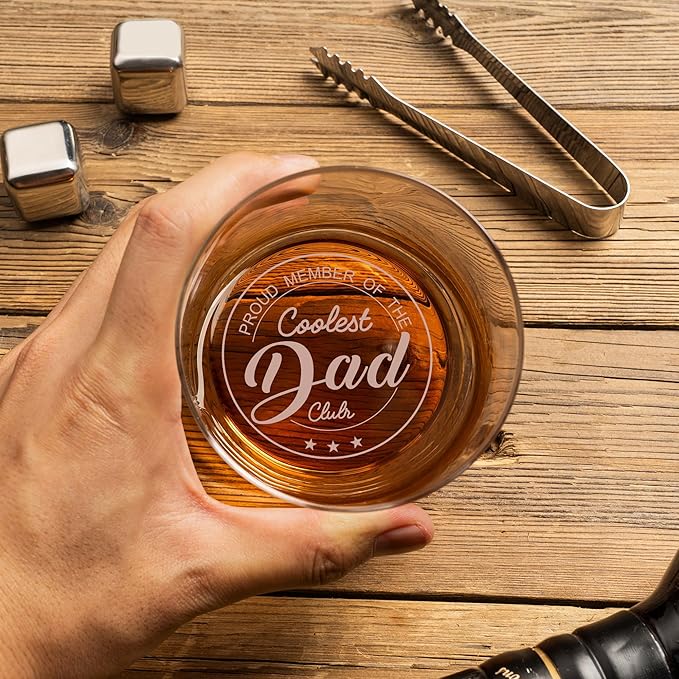 Whiskey Rocks Glass Father's Day Gift For Husband, 14.2 Oz Old Fashioned Glasses Scotch, Christmas Birthday Gifts for Dad from Daughter Son