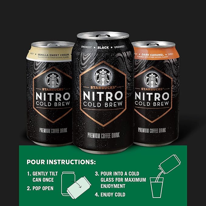 Starbucks Nitro Cold Brew, Vanilla Sweet Cream 9.6 fl oz Can (8 Pack) (Packaging May Vary)