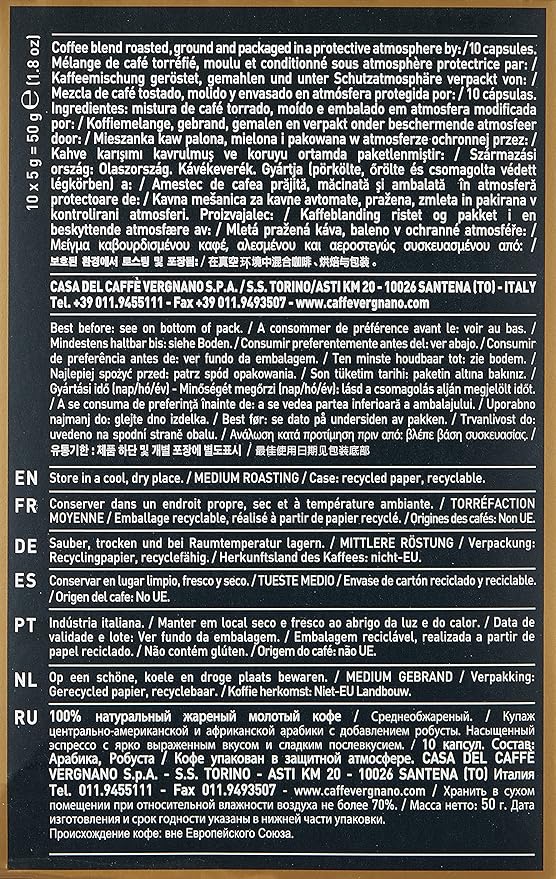 Caffe' Vergnano 1882 120 Count Oro Original Line Machine Compatible, Compostable Expresso Capsules, Arabica Medium Roast Coffee Pods with notes of Vanilla and Milk Chocolate, Intensity 4/10