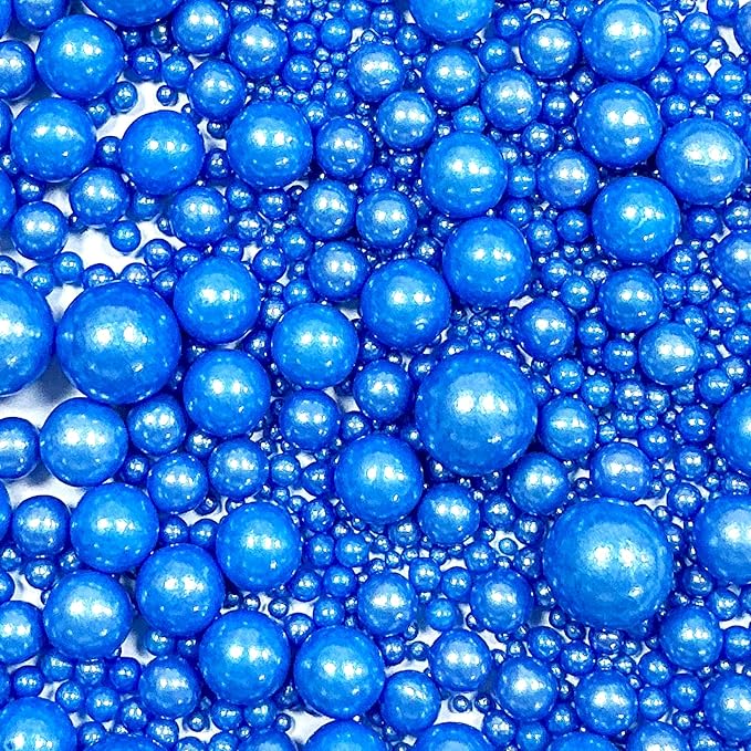 Sprinkles Edible Royal Blue Pearl Sugar Sprinkles Candy 142g/5.01oz Mix Size Royal Blue Pearls Baking Cupcake Toppers Cookie Decorations for Wedding Parties Valentines Day Halloween Christmas