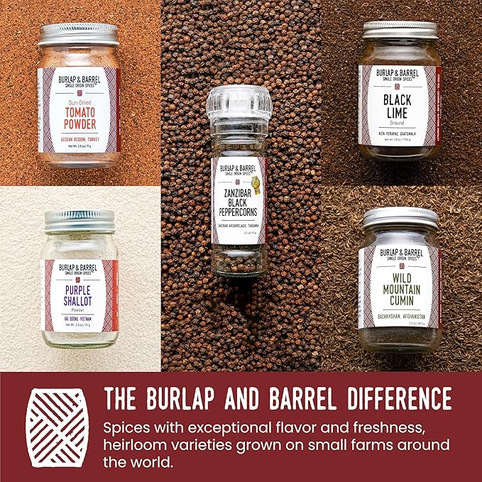 Burlap & Barrel BBQ Rub & Seasoning Gift Set ??5 Jars of Single-Origin Spices Including Zanzibar Black Peppercorns ??Meat & Grill Seasoning - As seen on Shark Tank