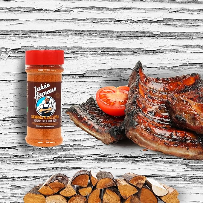 Jake?™s Famous Memphis Rub, BBQ Rub 4.5 Oz, Sugar Free, Gluten Free, Classic Southern Barbecue Seasoning for Chicken, Ribs, Pork, Beef, Seasoning Mix for Grilling Pack of 1