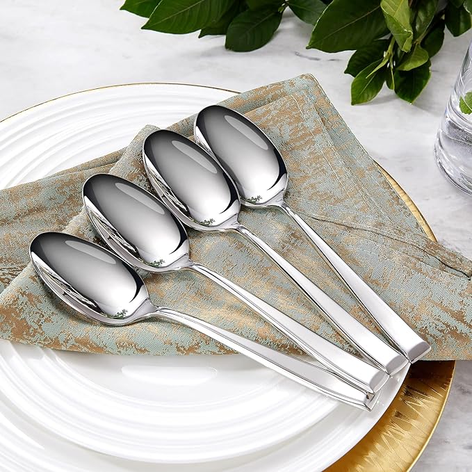 KEAWELL Premium Imperial 4-Piece 7.6 inch Spoon Set ??Heavy Duty 18/10 Stainless Steel Flatware with Smooth Rounded Edges, Dishwasher Safe for Sophisticated Dining (4, Dinner Spoons)