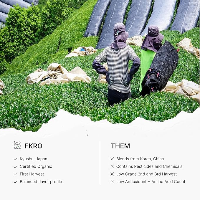 FKRO Organic Genmaicha | Japanese Roasted Rice Green Tea | Loose Leaf Premium Sencha Blend with Roasted Rice | Low Caffeine | Freshly Flown from Japan Monthly (100g/3.5oz Pouch)
