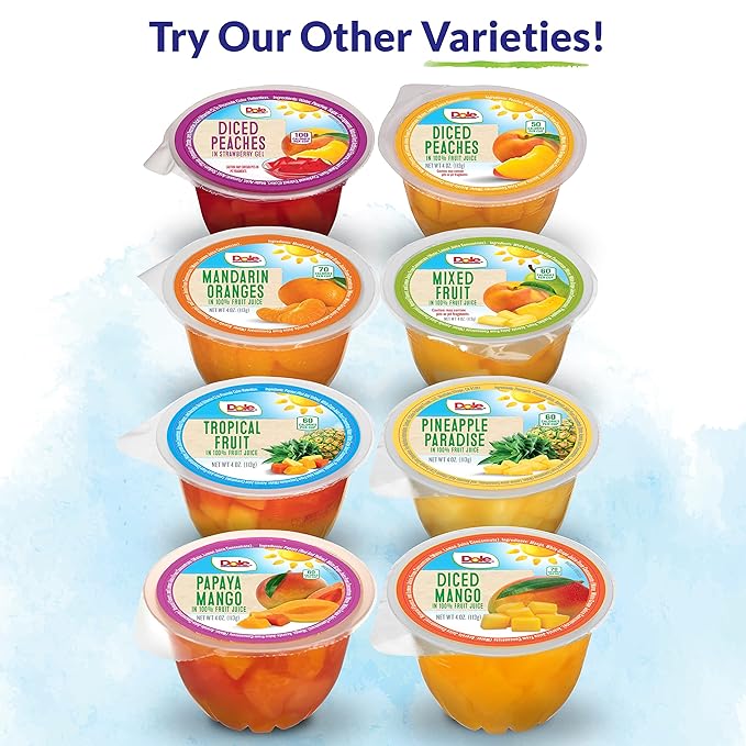 Dole Papaya Mango In 100% Fruit Juice Snacks, 4oz 36 Total Cups, Gluten & Dairy Free, Bulk Lunch Snacks for Kids & Adults (Pack of 2)