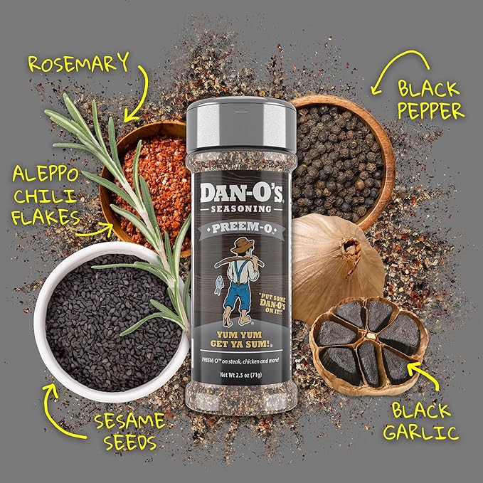 Dan-O's 8 Bottle Seasoning Set, Extra-Small Bottles, 8 Pack, Includes Original, Spicy, Chipotle, Crunchy, Cheesoning, Preem-O, SEA-soning and Tac-O Seasonings, Sugar Free, Zero Calorie, Seasoning Kit
