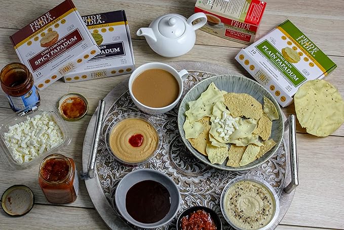 Pride Of India - Salty Black Bean Namkeen Papadum Lentil Crisp - 10 count (3.53oz - 100gm) - Lentil Chips, Gluten-Free Crackers, Healthy Snacks, Indian Snacks, Lentil Crackers