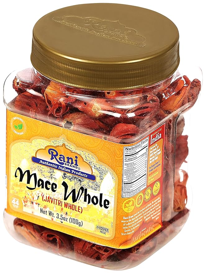Rani Mace Whole (Javathri), Spice 3.5oz (100g) PET Jar ~ All Natural | Vegan | Gluten Friendly | NON-GMO | Kosher | Indian Origin