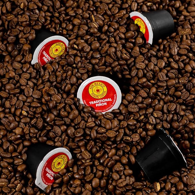 New Mexico Piñon Naturally Flavored Coffee K Cups Traditional Piñon Capsules - Nutty & Smooth Medium Roast 100% Arabica Single Serve Recyclable K-Cup Coffee Pods - 32 Count