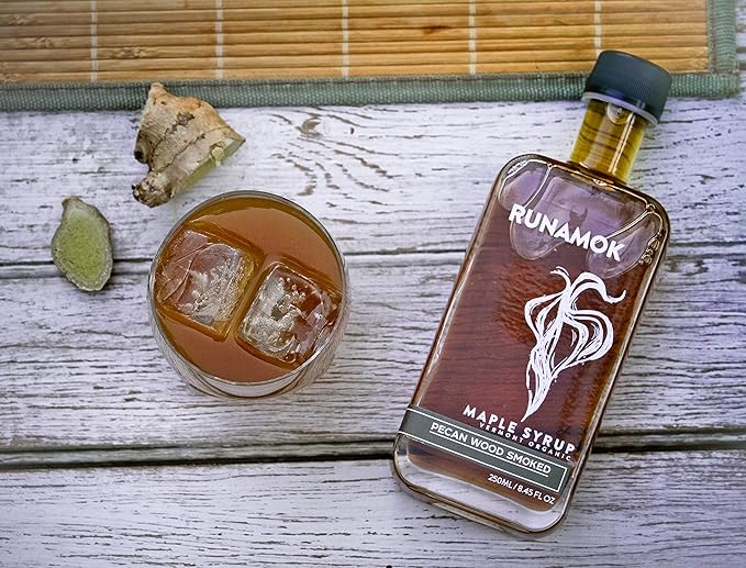 Runamok Pecan Wood Smoked Maple Syrup Organic - Authentic & Real Vermont Maple Syrup | Pure Strong Flavor | Great for BBQ, Broiled Salmon, Vinaigrettes & Cocktails | 8.45 Fl Oz (250mL)