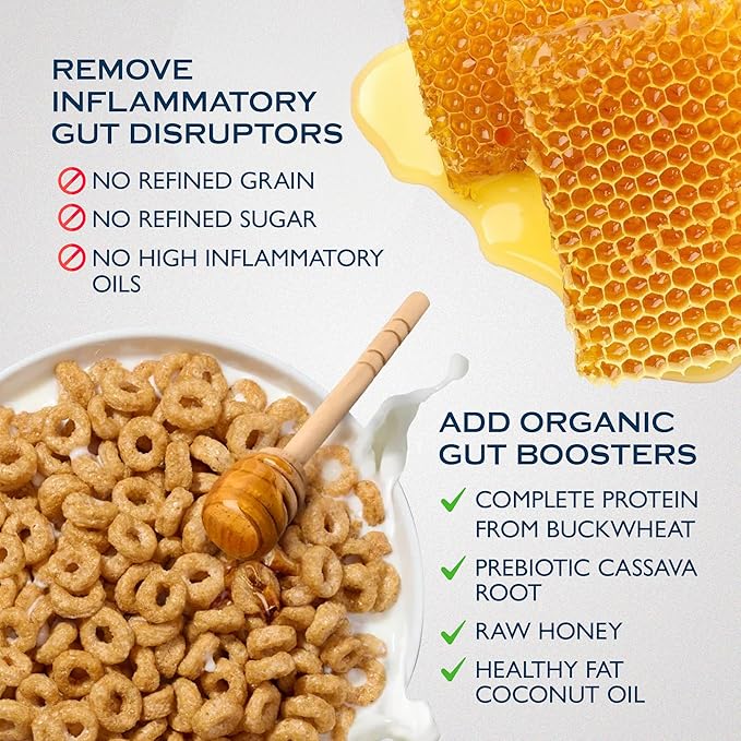 Lovebird Organic Gluten Free Cereal, Honey Flavor ??Prebiotic Fiber, Gut Health, Low Sugar, Grain Free, Breakfast or Snack ??Healthy Cereal Made With Real Food, 3 Pack, Kids & Adults