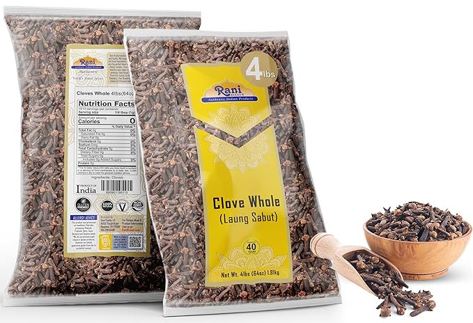Rani Cloves Whole (Laung) 64oz (4lbs) 1.81kg Great for Food, Tea, Pomander Balls and Potpourri, Hand Selected, Spice, Bulk ~ All Natural | NON-GMO | Kosher | Vegan | Gluten Friendly | Indian Origin
