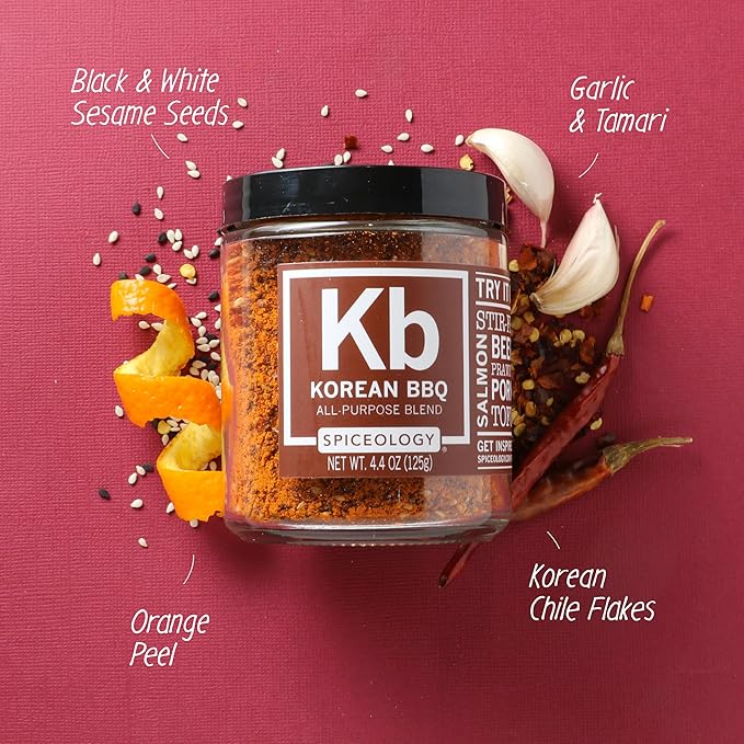 Spiceology – Korean BBQ Seasoning – Sweet & Savory Asian Rub with Gochugaru, Sesame, Garlic, Soy – Great for BBQ, Bulgogi, Ramen, Stir Fry, Steak, Pork & Chicken – Korean Spice Blend & Dry Rub – 4.4 oz
