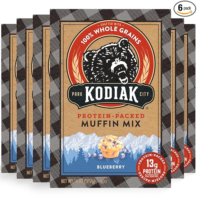 Kodiak Cakes Muffin Mix, Blueberry, 14 Ounce, Pack of 6