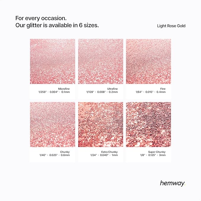 Hemway Premium Glitter Shaker - Light Rose Gold | 125g Microfine Metallic Flake Sequins for Resin & Epoxy Crafts | Craft Supplies for Tumblers, Festival, Art