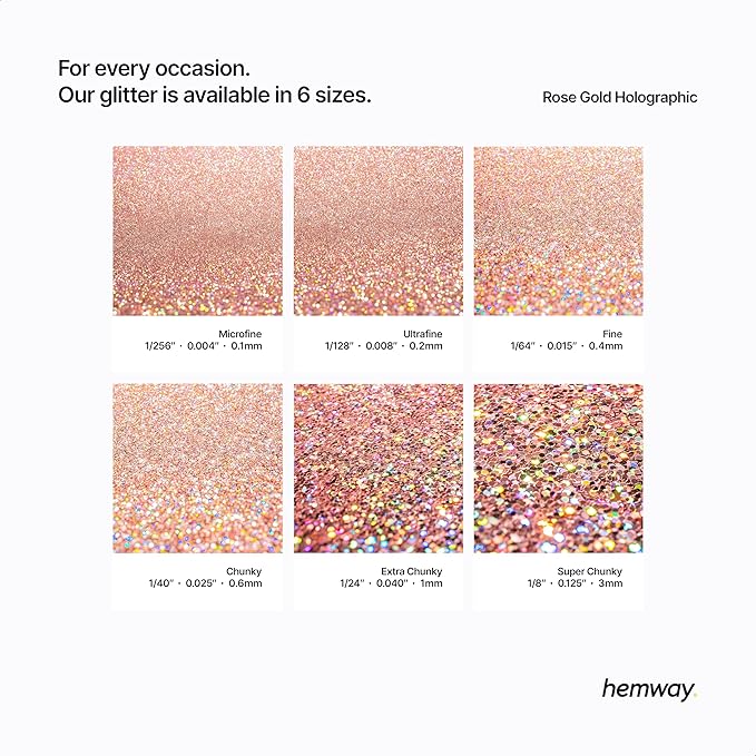 Hemway Premium Glitter Shaker - Rose Gold Holographic | 130g Fine Metallic Flake Sequins for Resin & Epoxy Crafts | Craft Supplies for Tumblers, Festival, Art