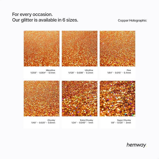 Hemway Premium Glitter Shaker - Copper Holographic | 115g Super Chunky Metallic Flake Sequins for Resin & Epoxy Crafts | Craft Supplies for Tumblers, Festival, Art