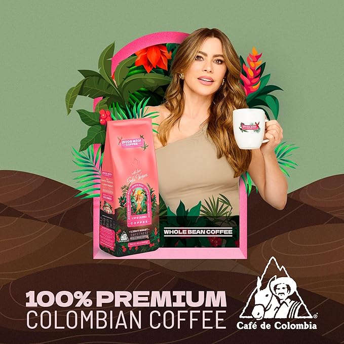 Dios Mio Coffee by Sofia Vergara, Light Roast, Whole Bean Premium Colombian Coffee, 42 Ounce Bag