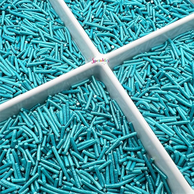 SE Si&Moos Teal Jimmies Sprinkles Teal Sprinkles for Cake Decorating Edible Crunchy Jimmies for Topping Ice Cream, Cookies, Cakes, Cupcakes, Dessert Decorating 3 OZ