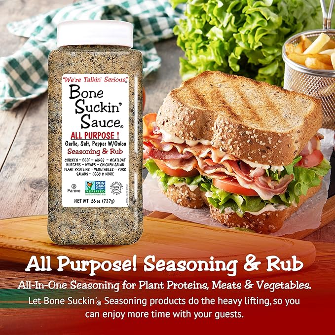 Bone Suckin' Sauce Bulk Seasoning & Rub - Brown Sugar, Garlic, Onion, Spices - Non-GMO, Gluten-Free, Fat-Free, Kosher, Pareve, No MSG (1 Pack, All Purpose)