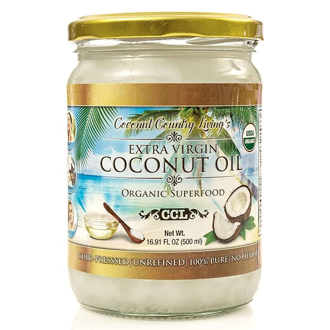 Organic Extra Virgin Coconut Oil - Unrefined Organic Cold Pressed | Ideal For Hair, Skin, Cooking, Body Massage, Beauty and Oil Pulling| Keto & Paleo Cooking Oil - 16.91 oz Coconut oil in Glass Jar