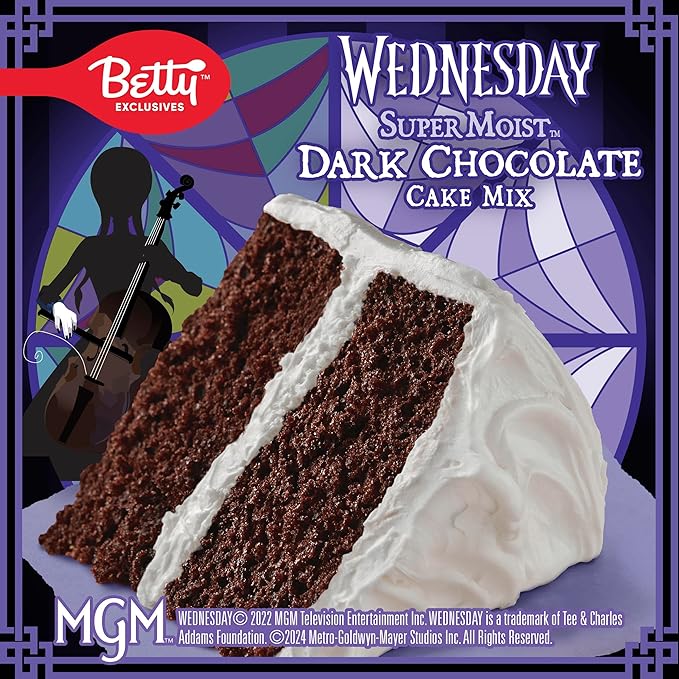 Betty Exclusives Wednesday Super Moist Dark Chocolate Cake Mix, 13.25 oz (Pack of 12)