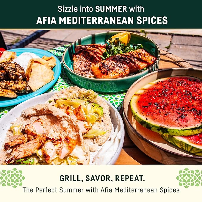 Afia Mediterranean Spice Blends Gift Set | Za?™atar, Baharat & Shawarma Spice | Mediterranean for Steak, Chicken and Vegetable Seasoning, BBQ Rub (Pack of 3)