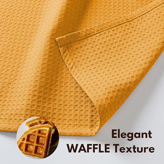 Native Fab Waffle 12 Pack Dish Cloths - 100% Cotton, Absorbent, Quick Drying, Washable Towels for Cleaning, Cooking - Great for Home, Restaurants, Bars, Multi Purpose Use - 12"x12" - Mustard Yellow