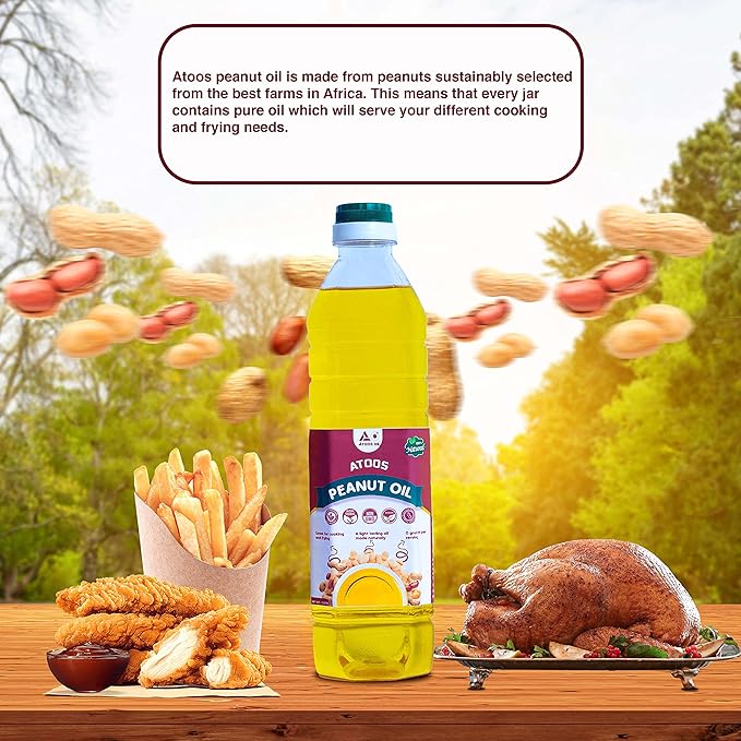 Atoos Peanut Oil |Made from Raw Peanuts 33.8oz ??Natural Cooking Oil, Healthy Deep Fryer Oil, Non-GMO| Pure Groundnut Oil rich in Vitamin E