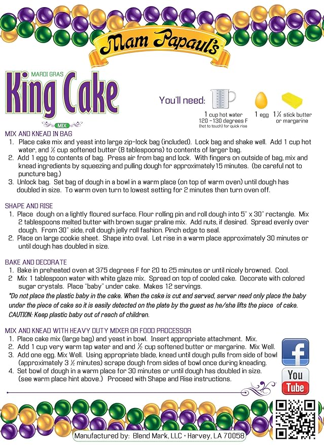 Mam Papaul's King Cake Mix with Praline Filling