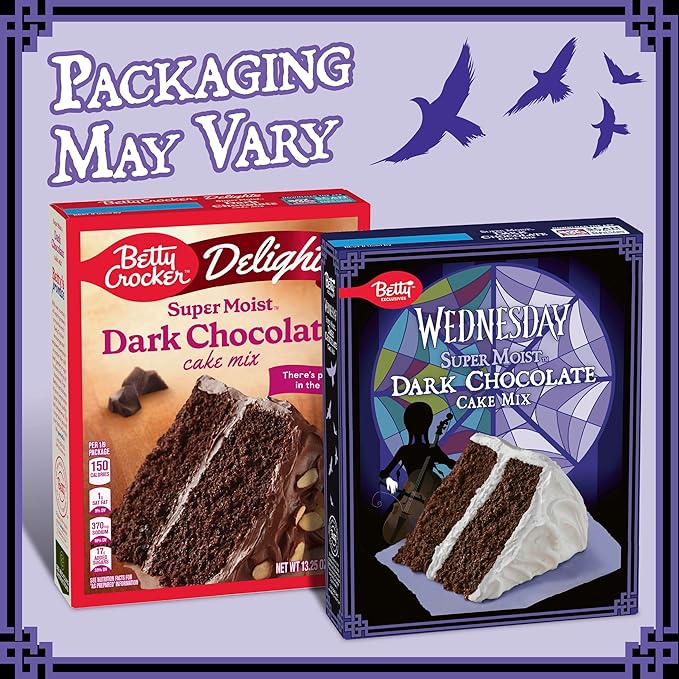 Betty Exclusives Wednesday Super Moist Dark Chocolate Cake Mix, 13.25 oz (Pack of 12)