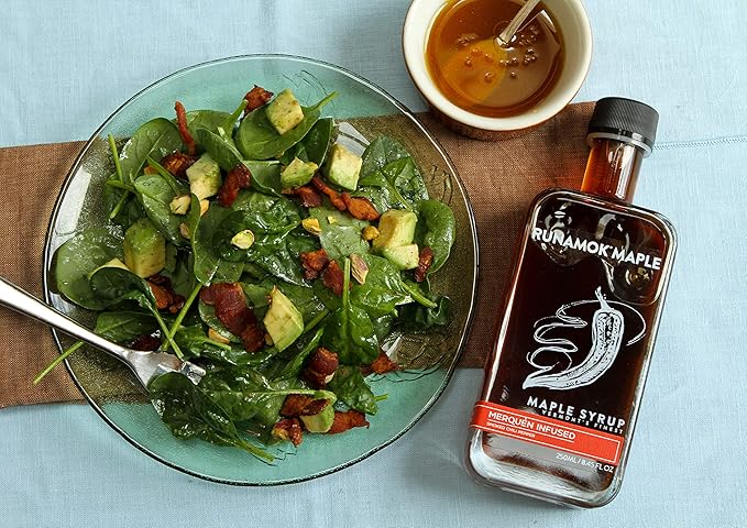 Runamok Maple Hot + Spicy Infused Maple Syrup - Authentic & Real Vermont Maple Syrup | Smoked Chili Pepper Infused | Great Spice For Any Meal, Vinaigrettes, Chicken & Waffles | 8.45 Fl Oz (250mL)