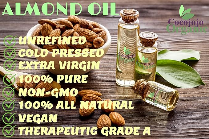 cocojojo Pure Bitter Almond 32 oz 1 Quart Oil Unrefined Cold Pressed Extra Virgin All Natural Perfect for Hair Face Skin Nails