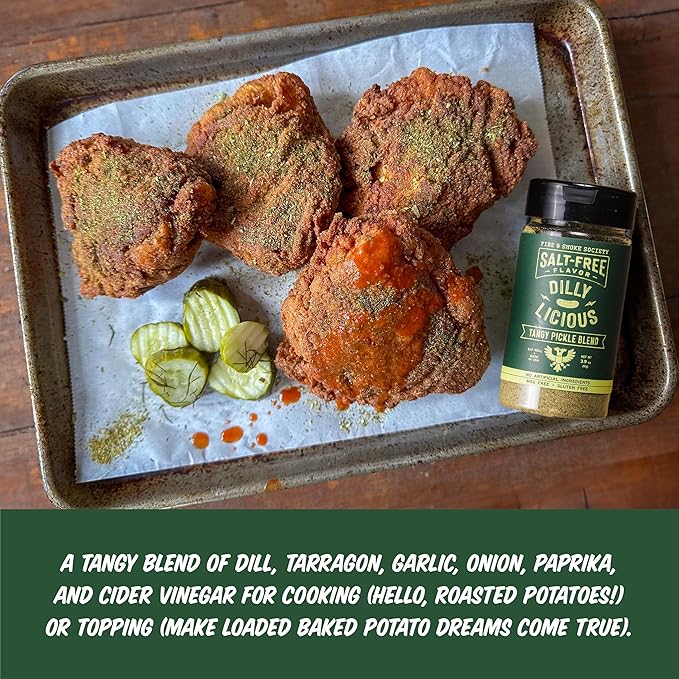 Fire & Smoke Society Salt-Free Dilly Licious Seasoning Blend | All Purpose Seasoning | Chicken, Fish, Potatoes, Veggies | Garlic, Onion, Dill | M 3.9 oz