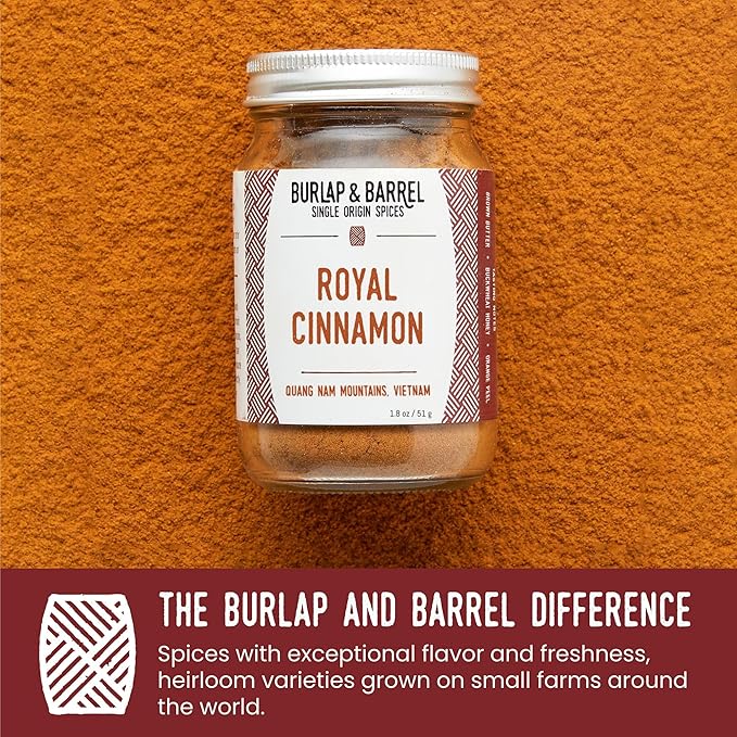 Burlap & Barrel Royal Cinnamon ??Intense Sweetness & Spiciness of Vietnamese Cinnamon Powder & Spice ??As seen on Shark Tank - 1.8oz Glass Jar