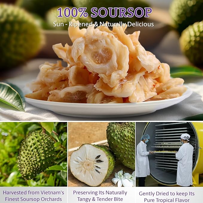Vinamit Soft Dried Chili Soursop Fruit | 3.5 oz Bag | Tropical Fruit Snack | Vegan, Gluten-Free, Non-GMO | High in Fiber | Ideal for Travel & Healthy Snacking