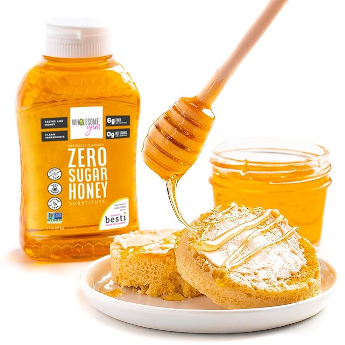 Wholesome Yum Zero Sugar Honey Substitute (Keto) - Natural Sugar Free Honey Alternative With Monk Fruit & Allulose - Zero Net Carbs, Non GMO, Gluten Free, No Aftertaste (11 oz)