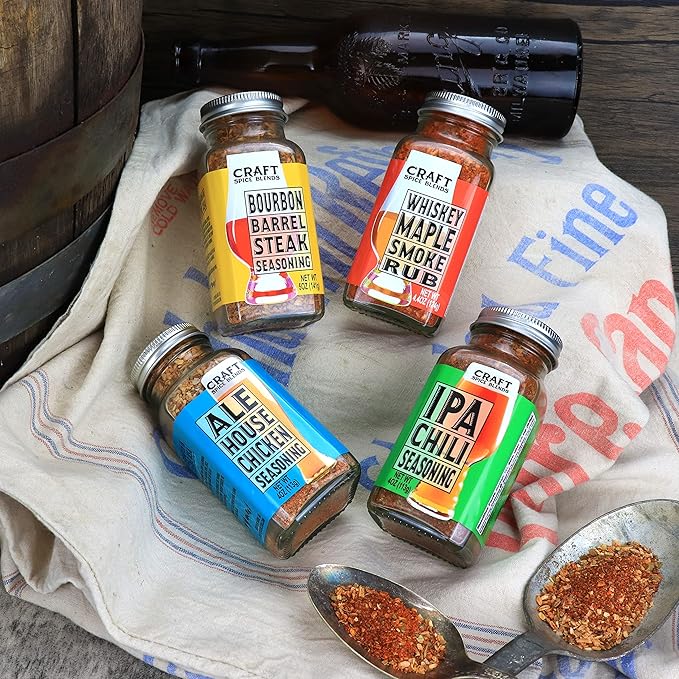 Craft Spice Blends Grilling Seasoning & Rub 4-Pack Gift Set - Top Shelf Spices Raising the Bar on Flavor - Spice Blends for Smoker, BBQ, Grill and More - Father's Day, Birthday, Anniversary - All Natural, Crafted in the USA