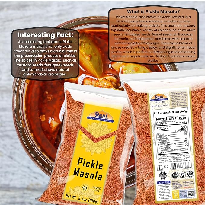 Rani Pickle (Achar) Masala Indian Spice Blend 3.5oz (100g) ~ All Natural | Vegan | Gluten Friendly | NON-GMO | No colors | Indian Origin