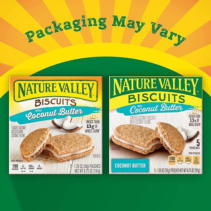 Nature Valley Biscuit Sandwiches, Coconut Butter, Snacks, 5 ct, 6.75 OZ