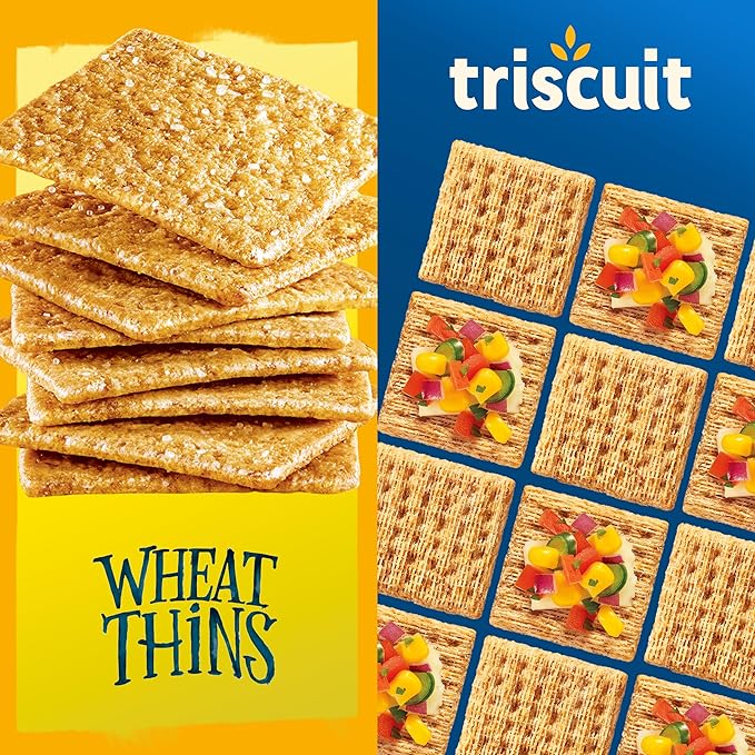 Triscuit Original Whole Grain Wheat Vegan Crackers and Wheat Thins Original Whole Grain Wheat Snacks Variety Pack, 4 Boxes