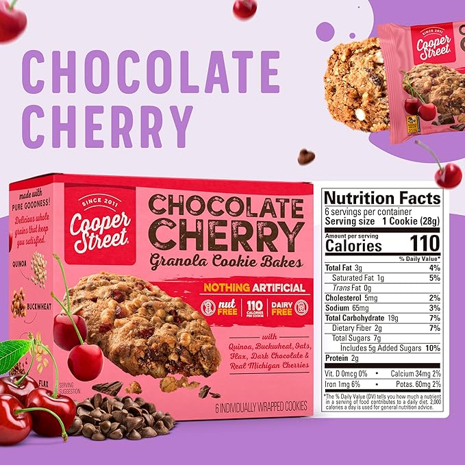 Cooper Street Cookies Chewy Granola Bakes, Chocolate Cherry, 1 Ounce (18 Count)