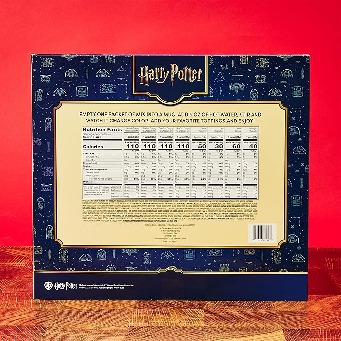 HARRY POTTER 24 Days of Surprises, Includes 12 Color-Changing Hot Chocolate Mixes, 4 Topping Varieties & Stir Wand Officially Licensed, Advent Calendar 2025