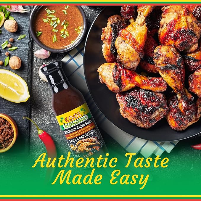 Cool Runnings USA Blackened Cajun Sauce, 350 ml - Bold and Smoky Louisiana-Style Marinade for Grilled Meats, Seafood, and Vegetables, Perfect for Short Ribs