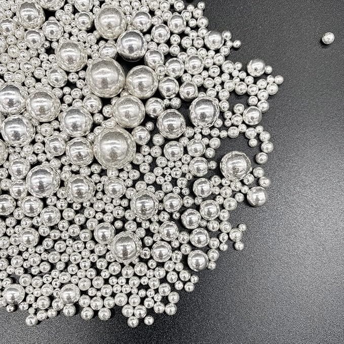 Weraru Edible Silver Pearl Sugar Sprinkles Candy Mixing Size Baking Edible Cake Decorations Cupcake Toppers Cookie Decorating Celebrations Wedding Shower Party Chirstmas Supplies 120g/ 4.2oz